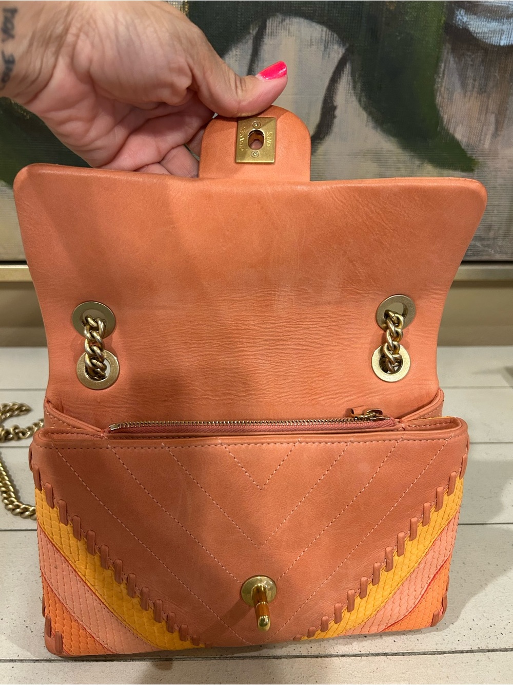 Chanel Python Chevron Flap Bag - Picture 9 of 15